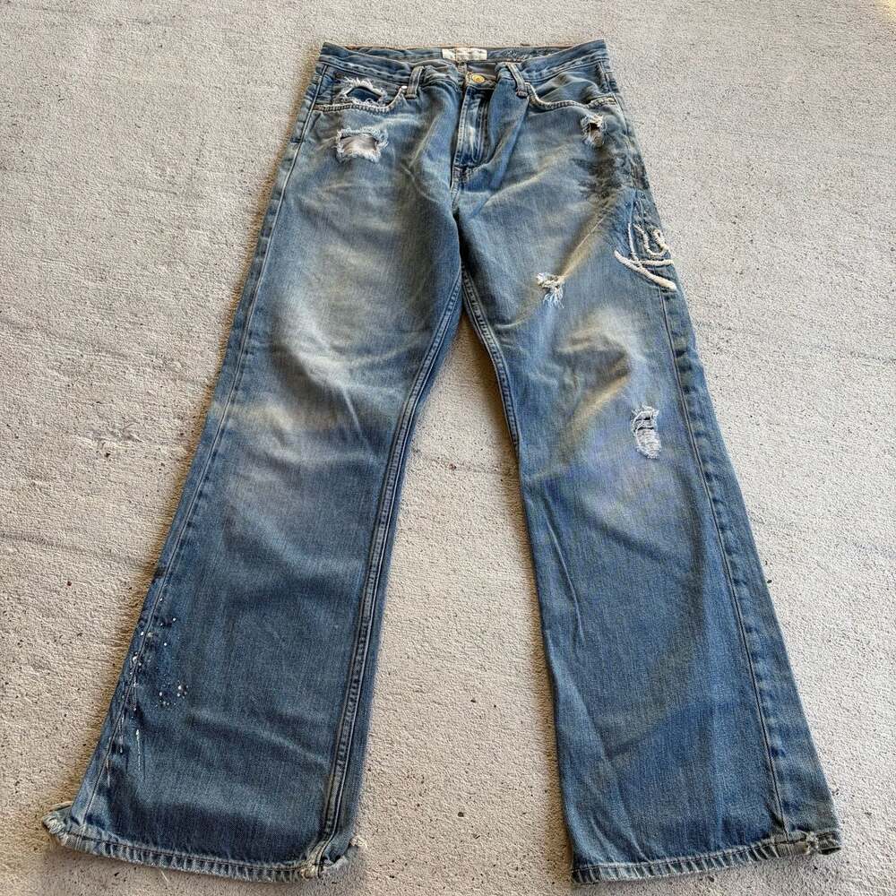 Crazy Y2K American Eagle Distressed BootCut With Embroidered AE